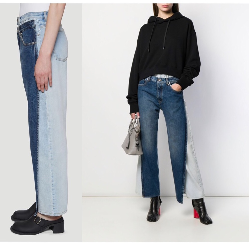 Maison margiela double waist bicolor jeans